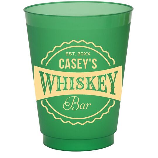 Whiskey Bar Label Colored Shatterproof Cups